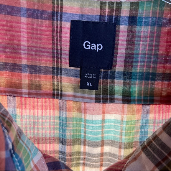 GAP Short Sleeve Shirt VTG Cotton Plaid Size XL - Picture 9 of 11